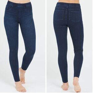 SPANX Ankle Jeanish Leggings Medium Twilight Rinse Denim Stretch Pull On Blue